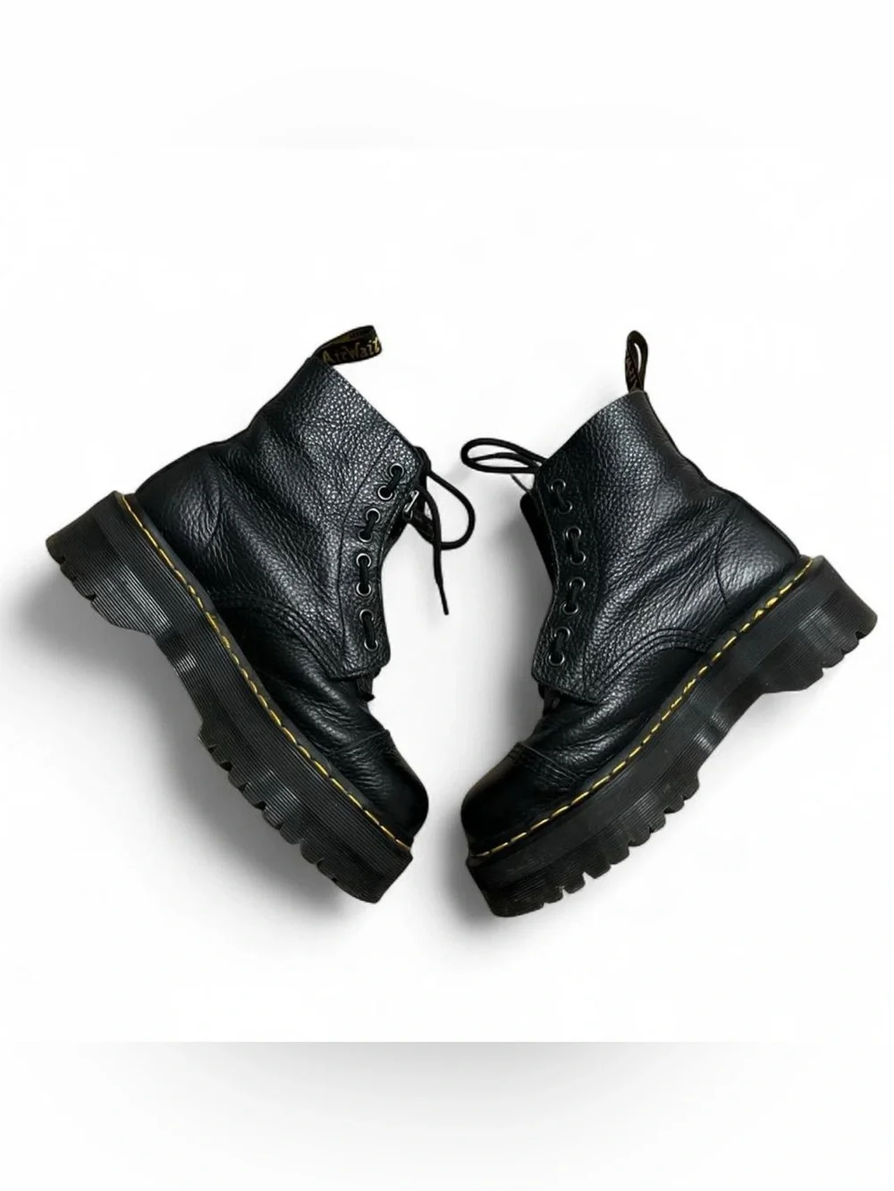 Dr. Martens Sinclair Leather Platform Lace-Up Boots with Zipper Pull